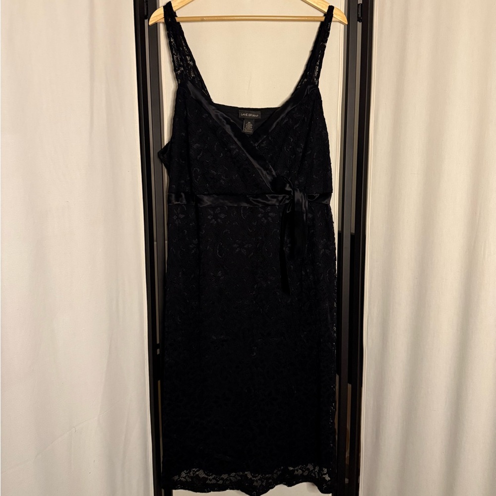 3/$10 Lane Bryant Black Lace Belted Midi Dress